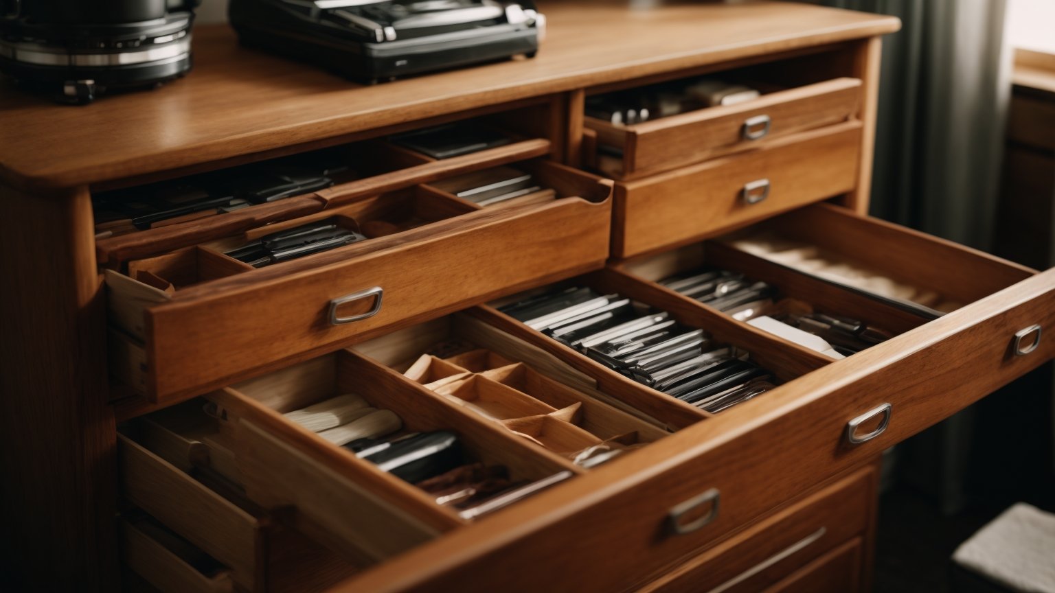open-jammed-wooden-drawers