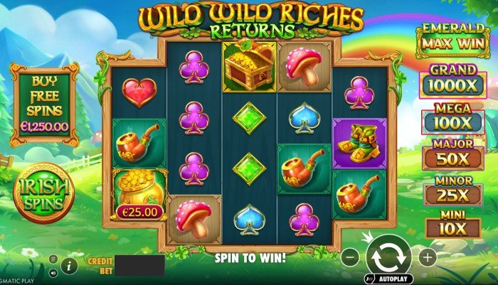 tampilan awal slot wild wild riches returns